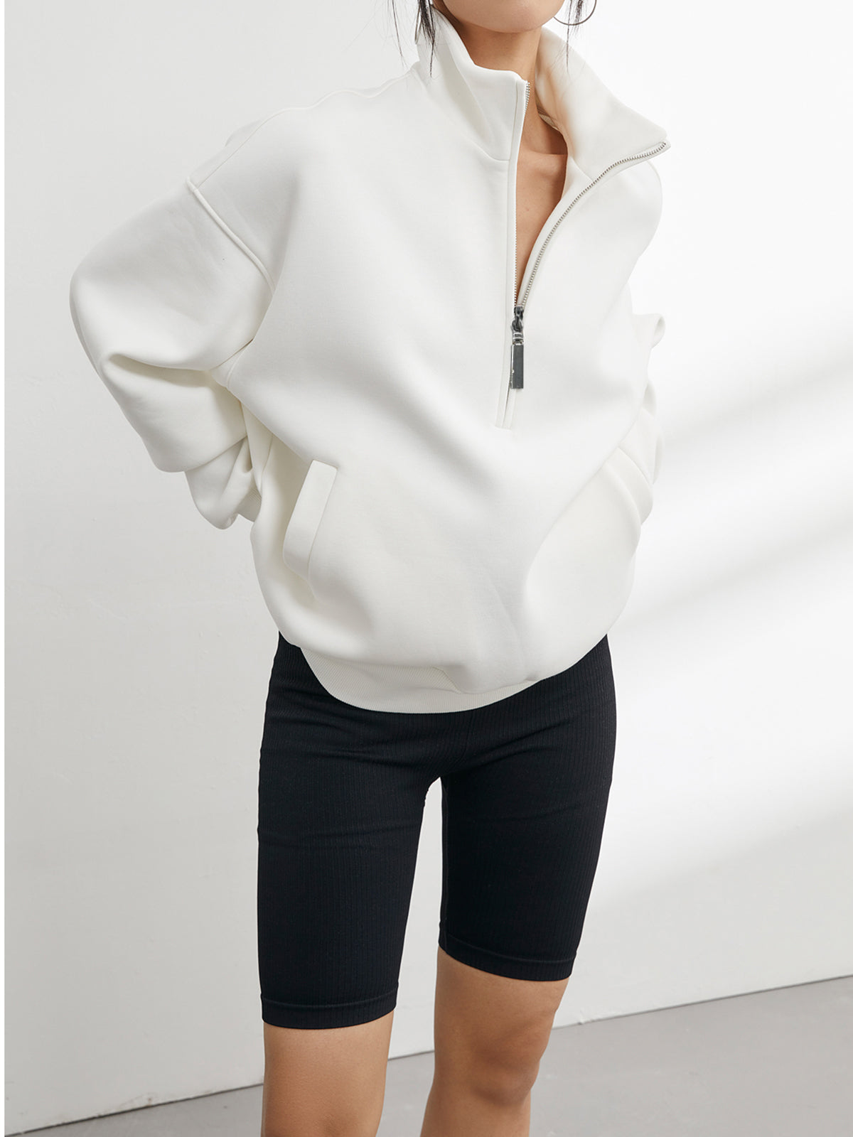 Women’s Scuba Sweatshirt with Stand-Up Collar – Comfortable Luxury Sweater