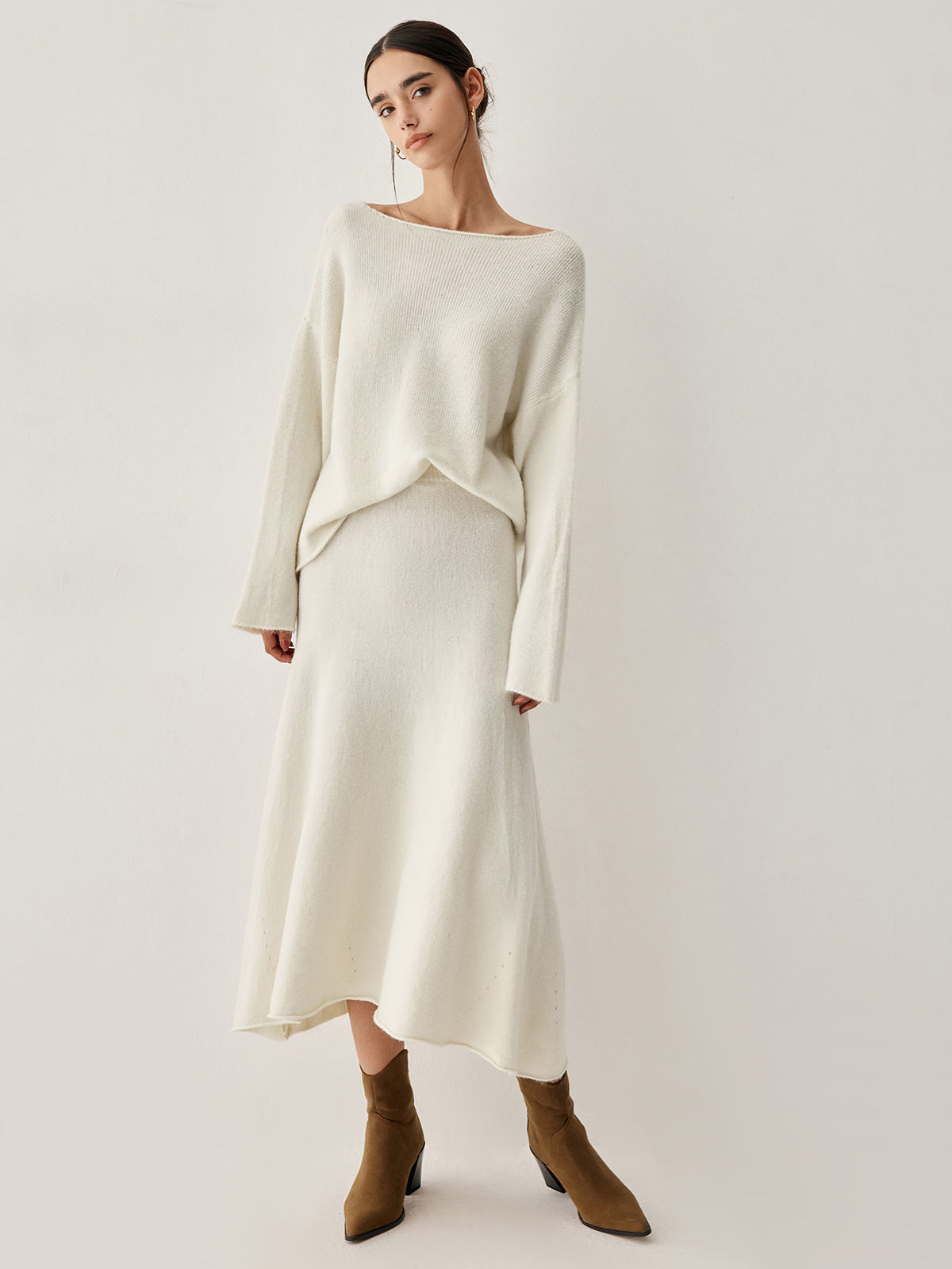 Oversized Sweater Two Piece Skirt Set – Chic Knit Co-Ord with Midi Skirt