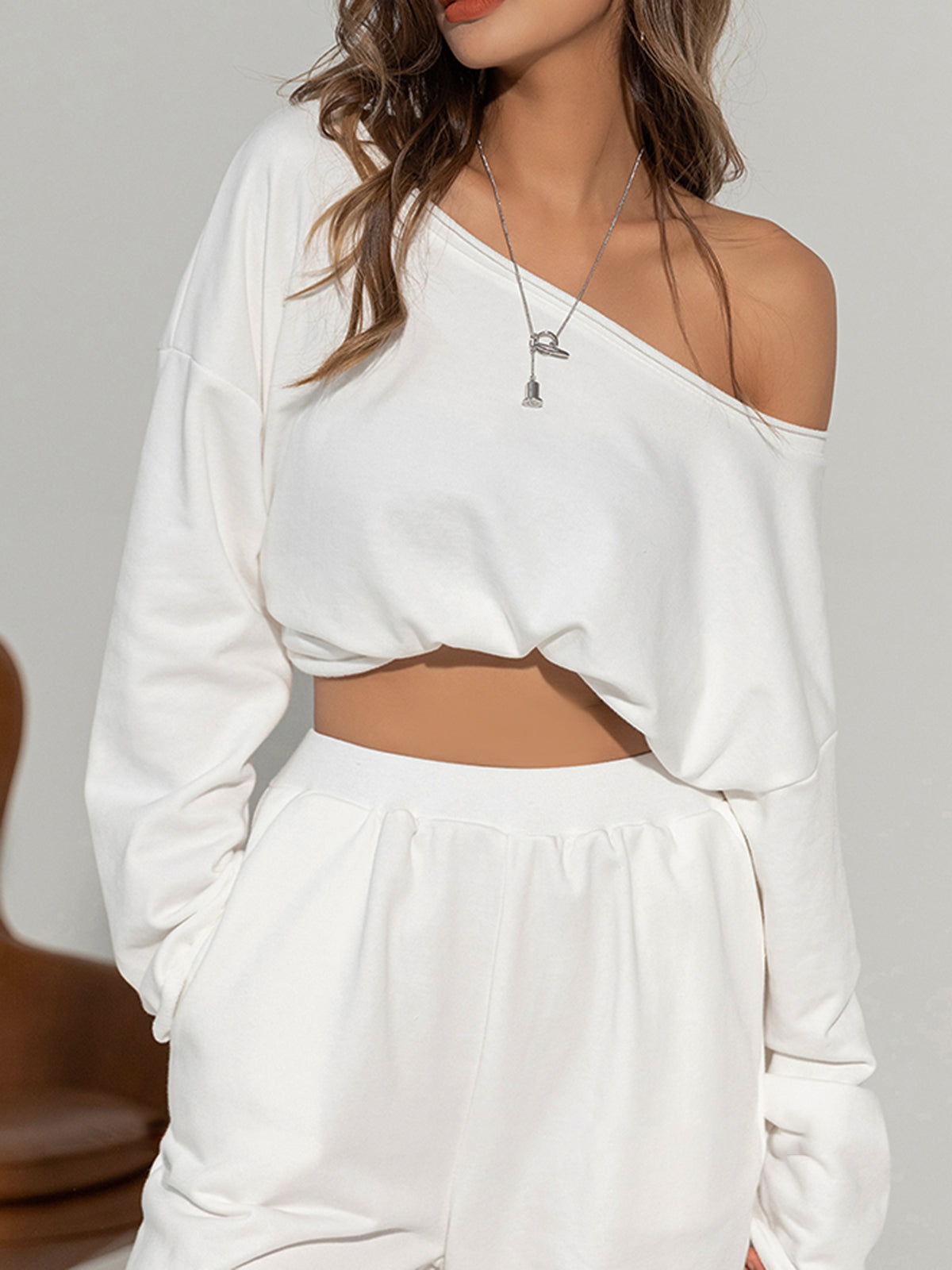Women’s Cold-Shoulder Sweater – Asymmetrical Soft Cotton-Blend Pullover