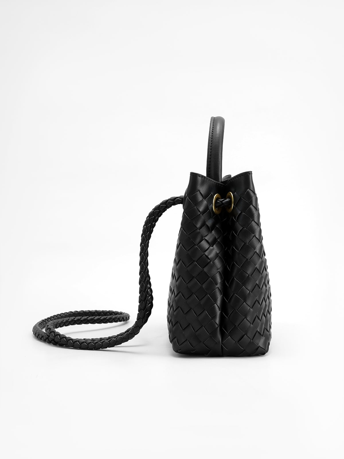 Metal Handle Handbag for Women – Structured PU Leather Shoulder Bag