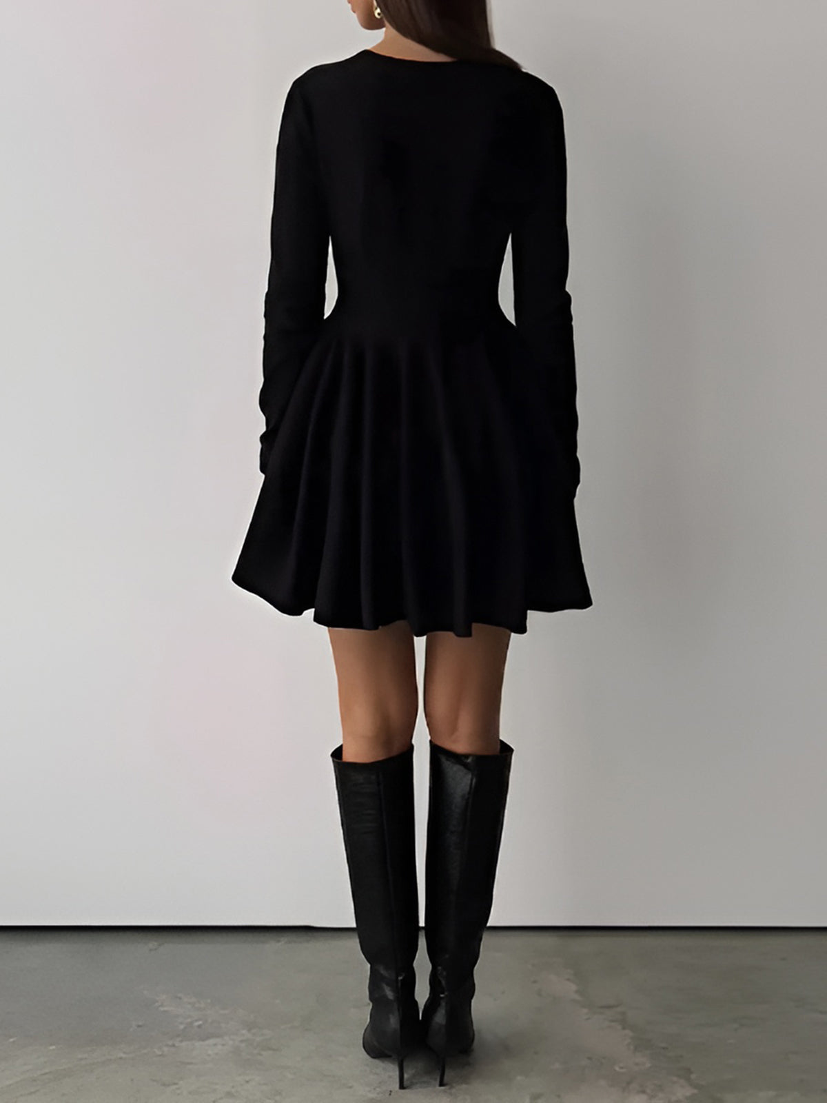 Women’s Pleated Sweater Dress – Short Knit Dress with Stretch Fit