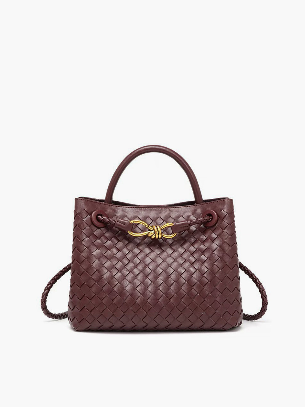 Metal Handle Handbag for Women – Structured PU Leather Shoulder Bag