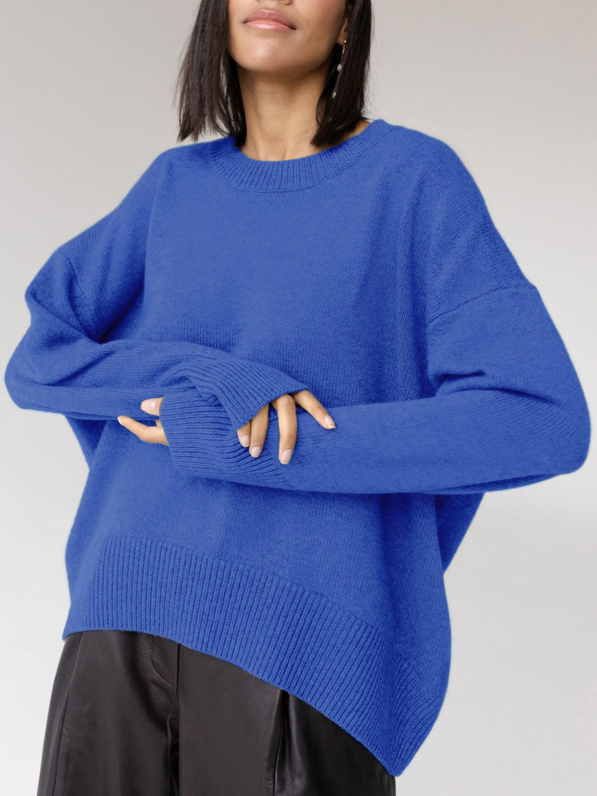 Women’s Oversized Knitted Sweater – Soft Pastel Pink Comfort-Fit Pullover
