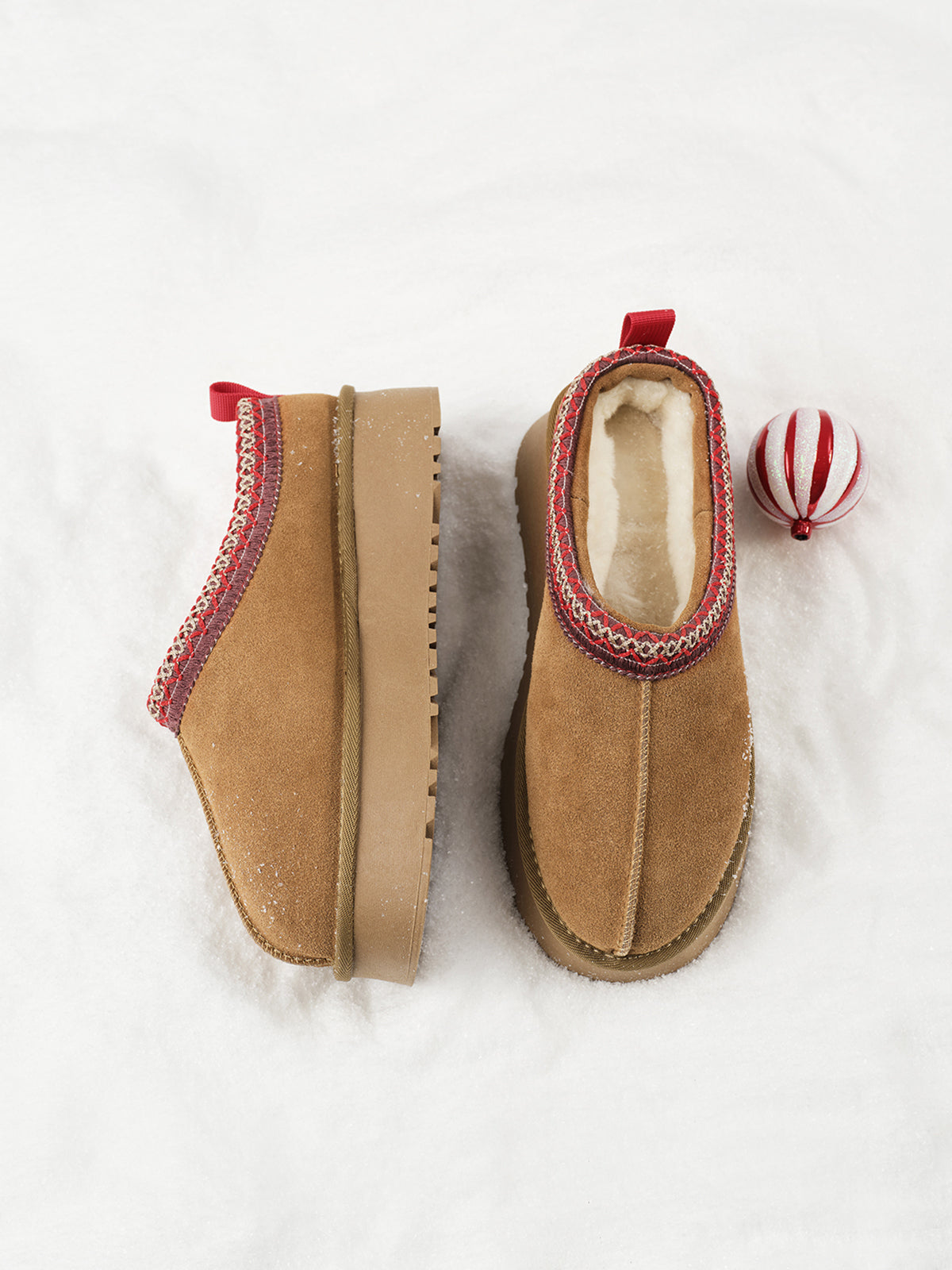 Furry Leather Ankle Slippers – Shearling-Lined Platform Indoor Shoes