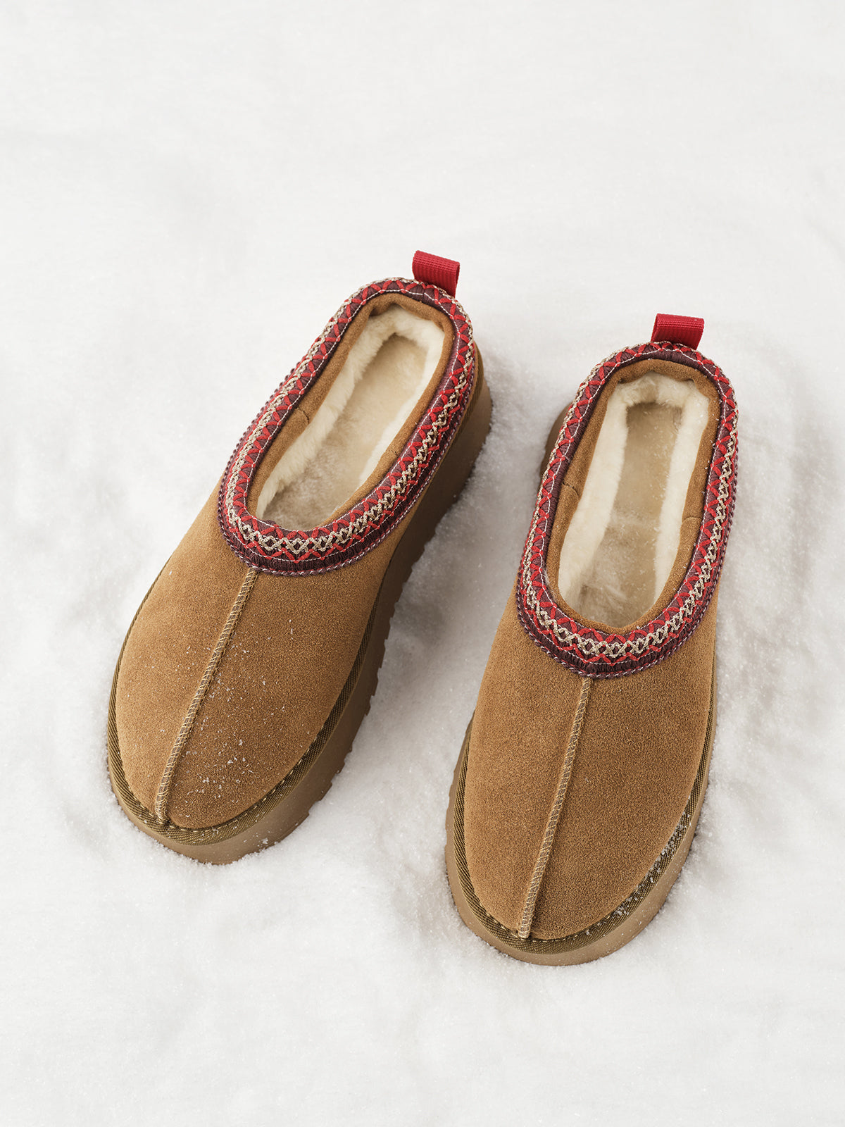 Furry Leather Ankle Slippers – Shearling-Lined Platform Indoor Shoes