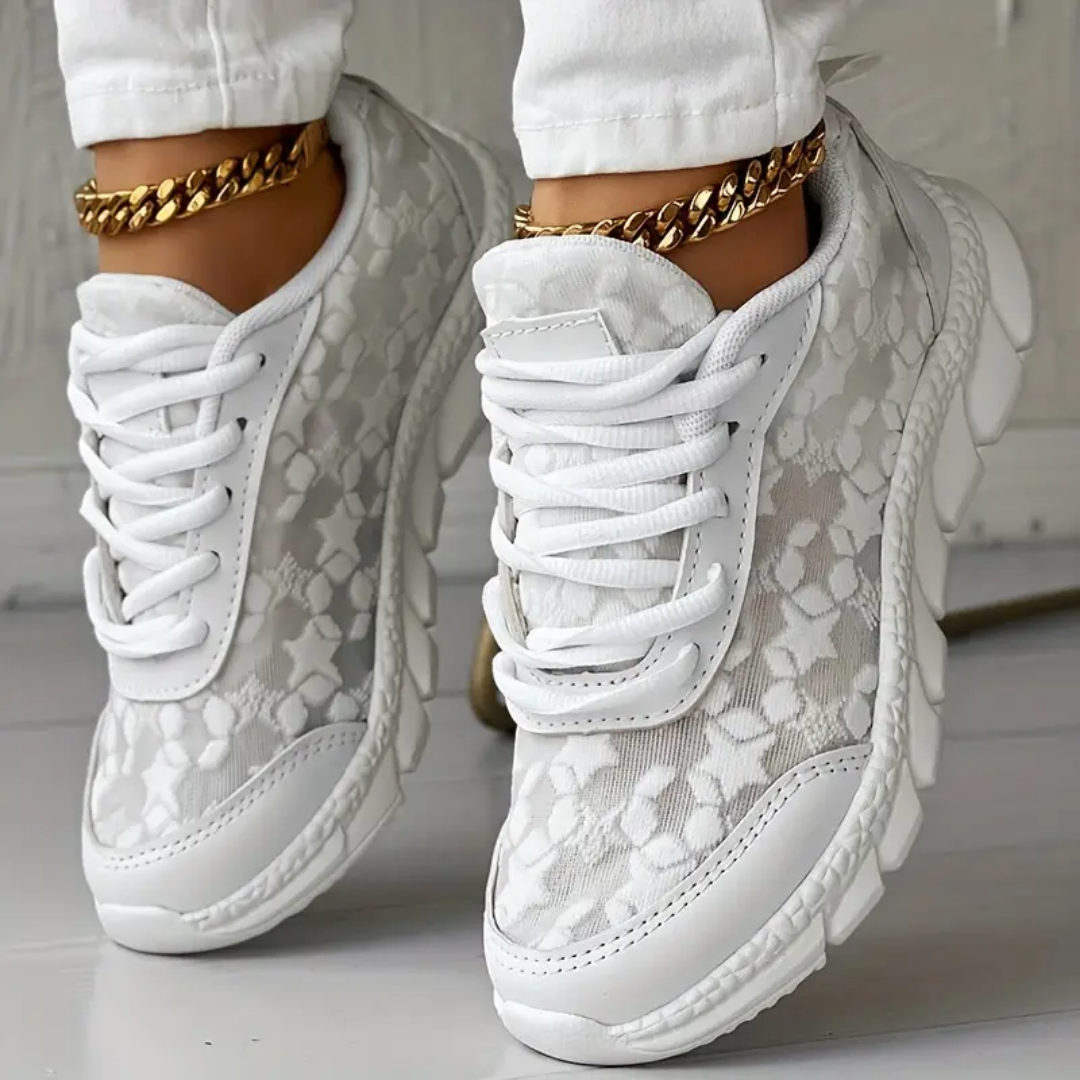 Women’s Breathable Lace Mesh Sneakers – Lightweight Comfort Walking Shoes