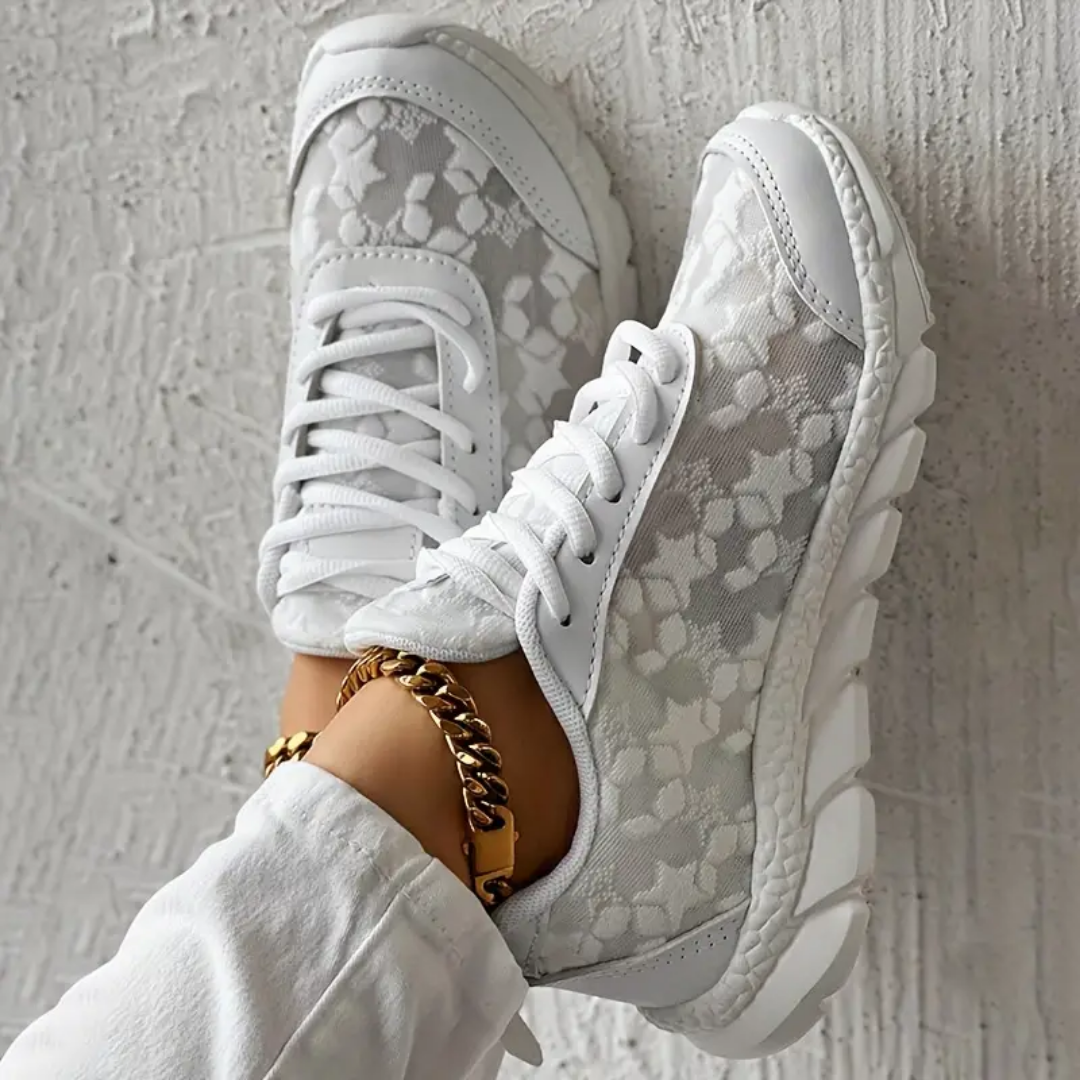 Women’s Breathable Lace Mesh Sneakers – Lightweight Comfort Walking Shoes