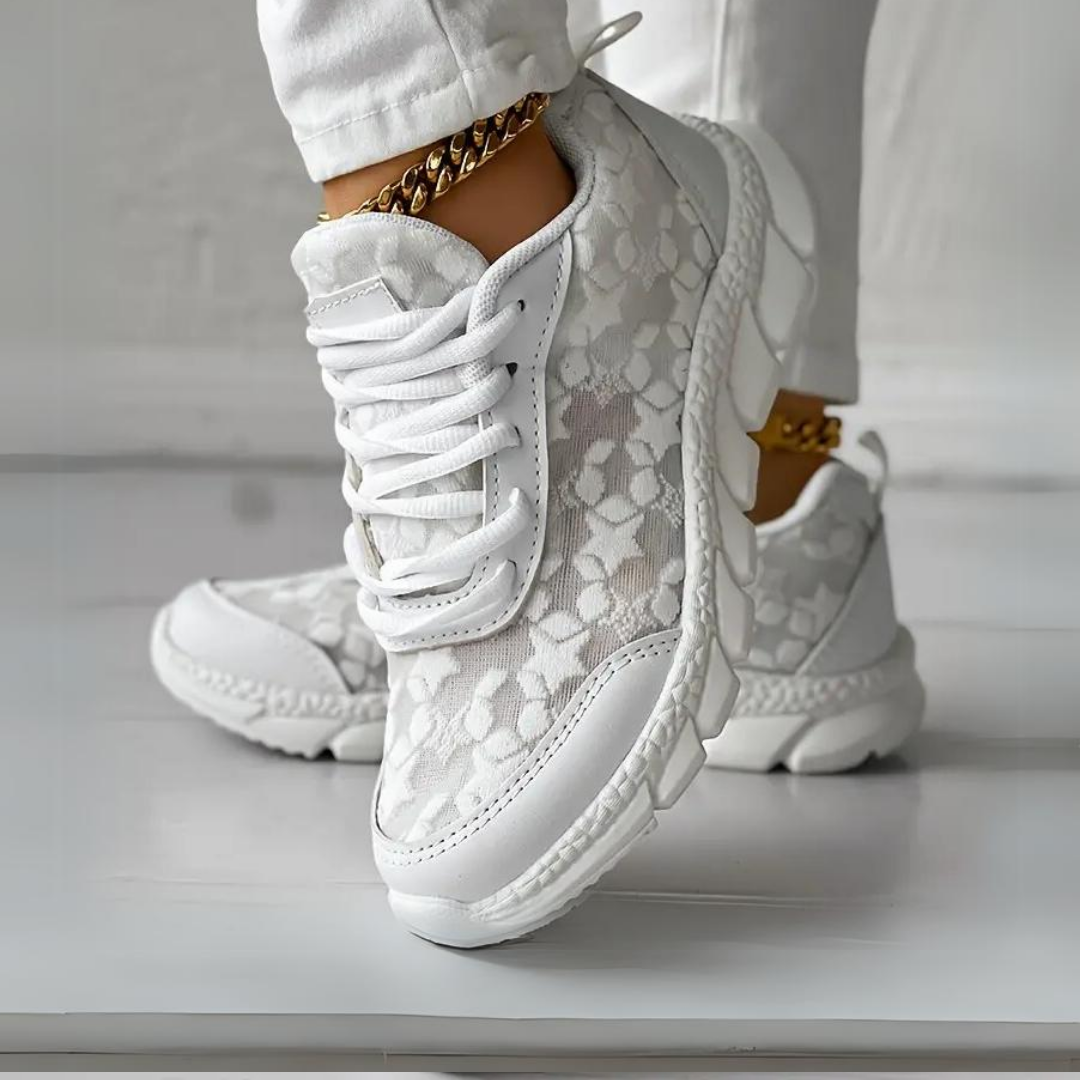Women’s Breathable Lace Mesh Sneakers – Lightweight Comfort Walking Shoes
