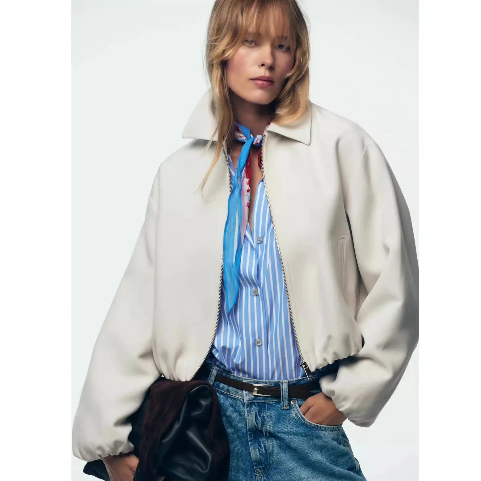 Women’s Zip Puffer Jacket – Lightweight Relaxed Fit Polyester Coat