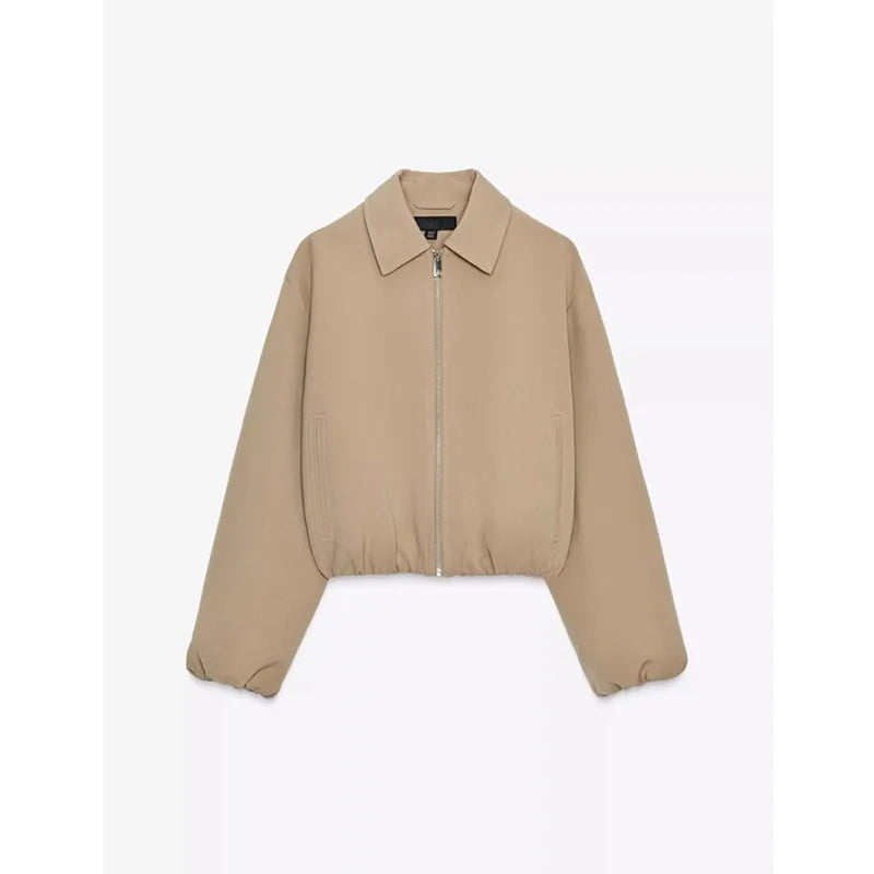 Women’s Zip Puffer Jacket – Lightweight Relaxed Fit Polyester Coat