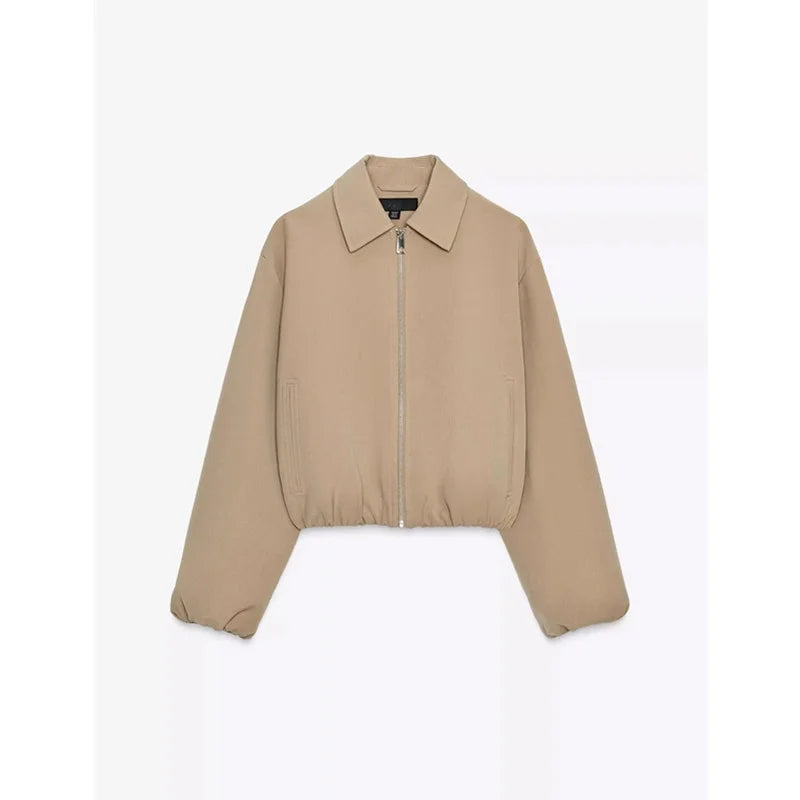 Women’s Zip Puffer Jacket – Lightweight Relaxed Fit Polyester Coat