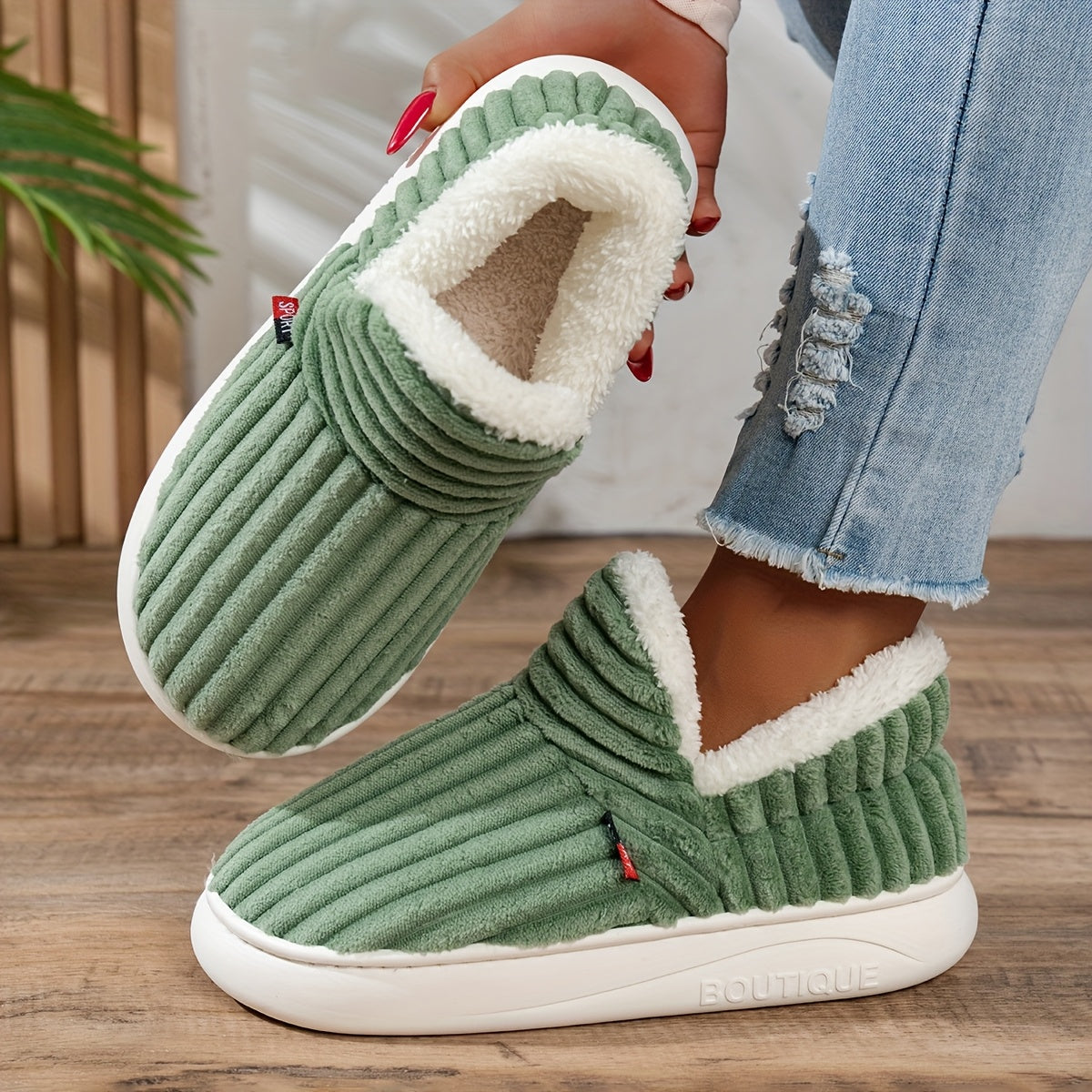 Plush Indoor Slippers – Soft Cozy House Slippers with Non-Slip Sole and Slip-On Fit