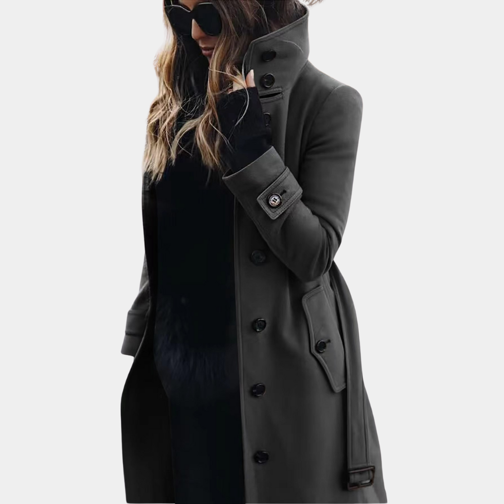 Belted Double-Breasted Coat for Women