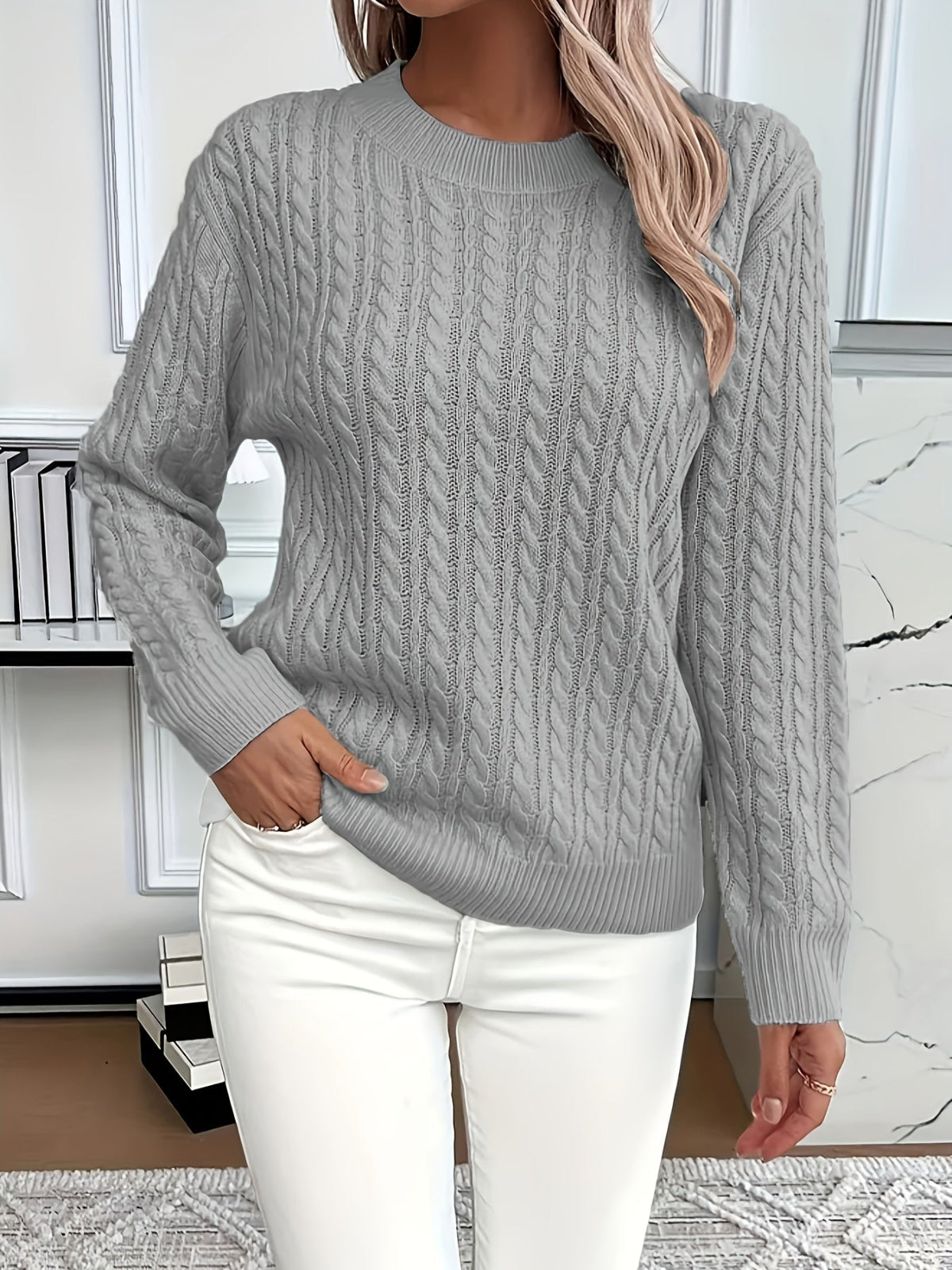 Women’s Cable Knit Jumper – Cozy Classic Sweater for Fall & Winter