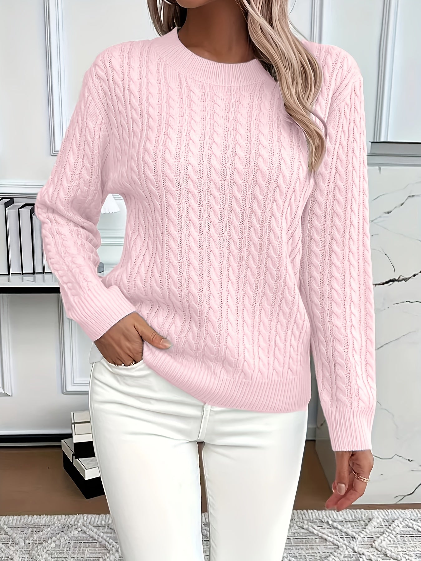 Women’s Cable Knit Jumper – Cozy Classic Sweater for Fall & Winter