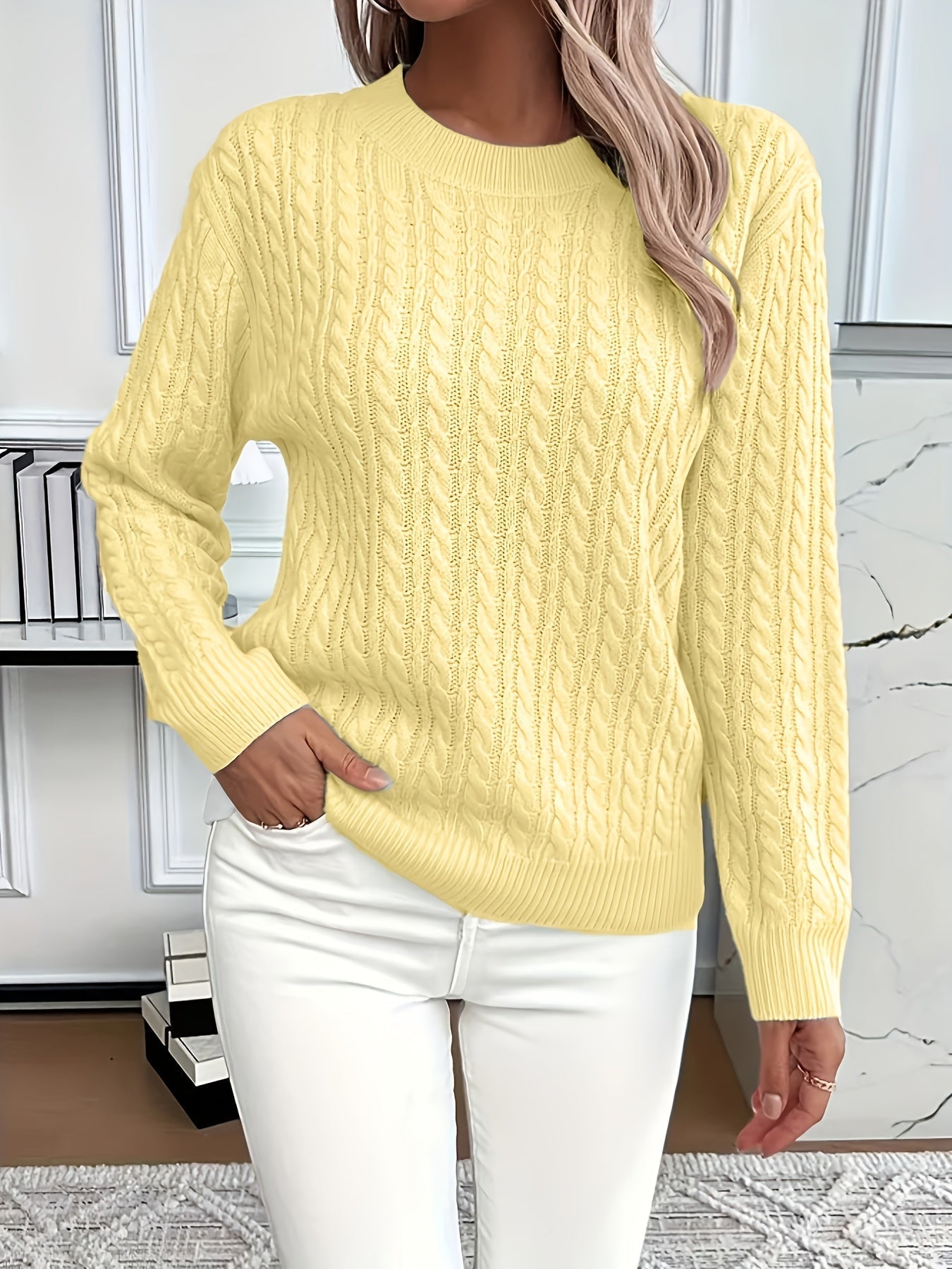Women’s Cable Knit Jumper – Cozy Classic Sweater for Fall & Winter