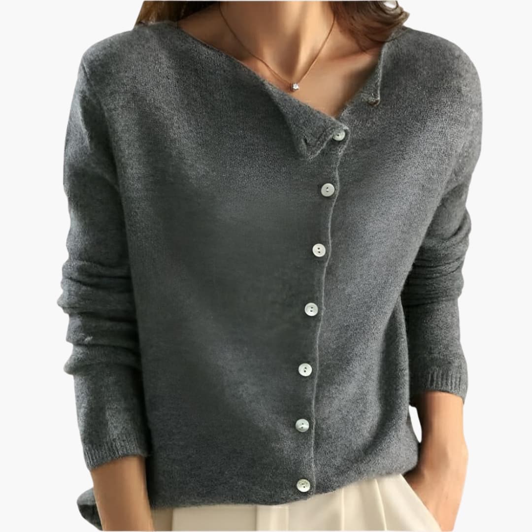 Button-Front Knit Sweater for Women