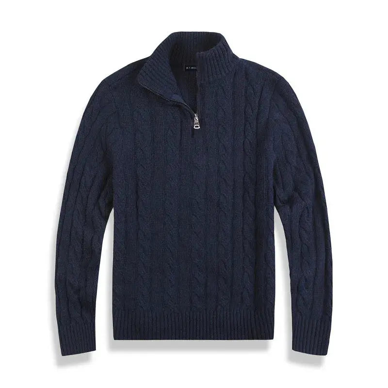 Quarter Zip Cable Knit Sweater for Men