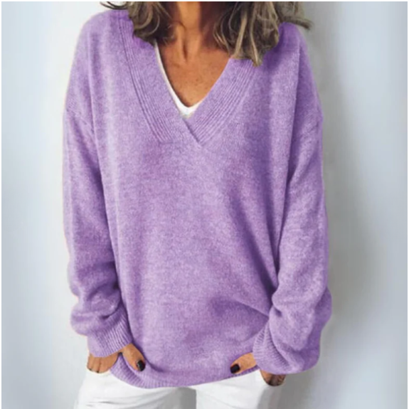 Ultra-Soft V-Neck Sweater for Women – Cozy Casual Knit Pullover
