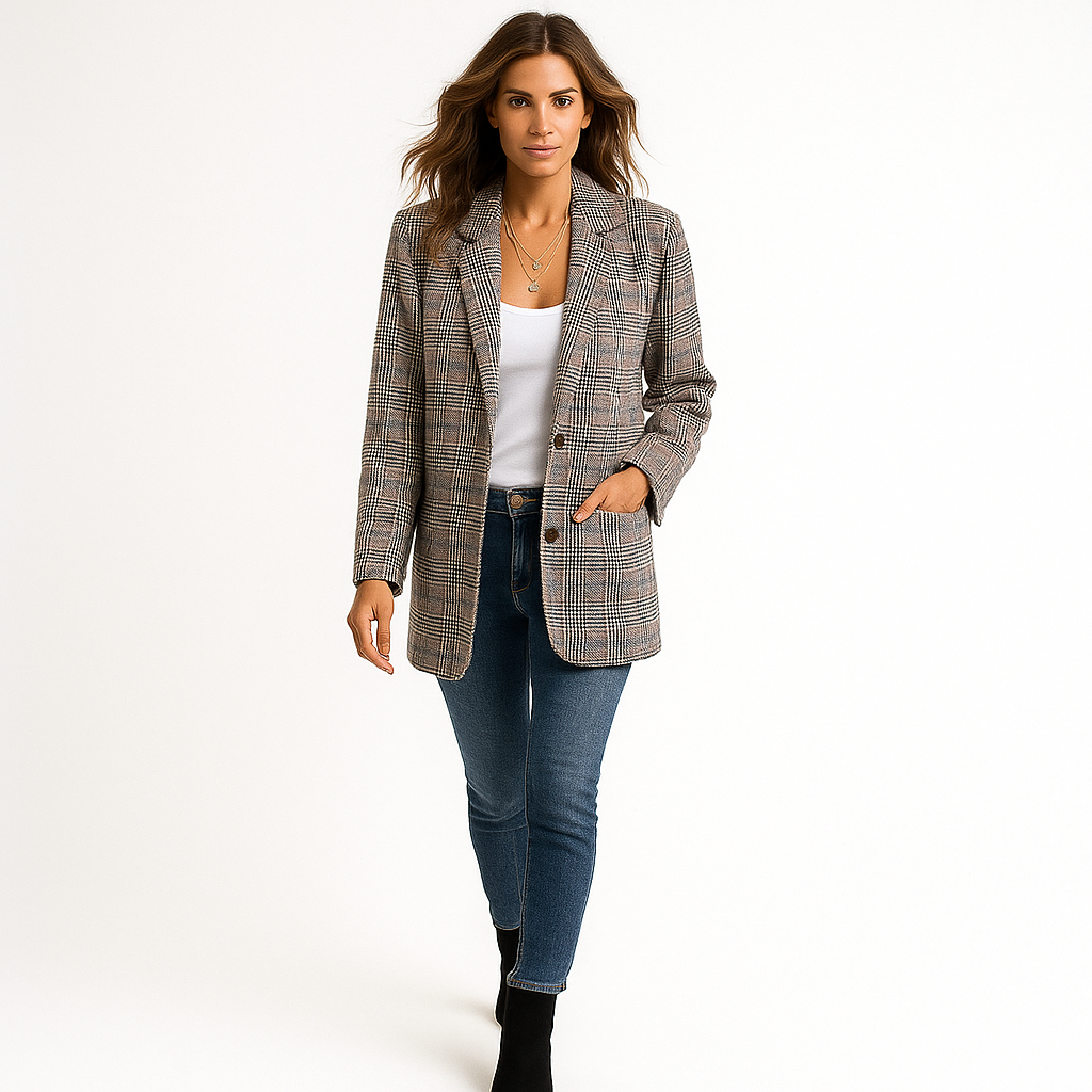 Plaid Blazer Coat for Women