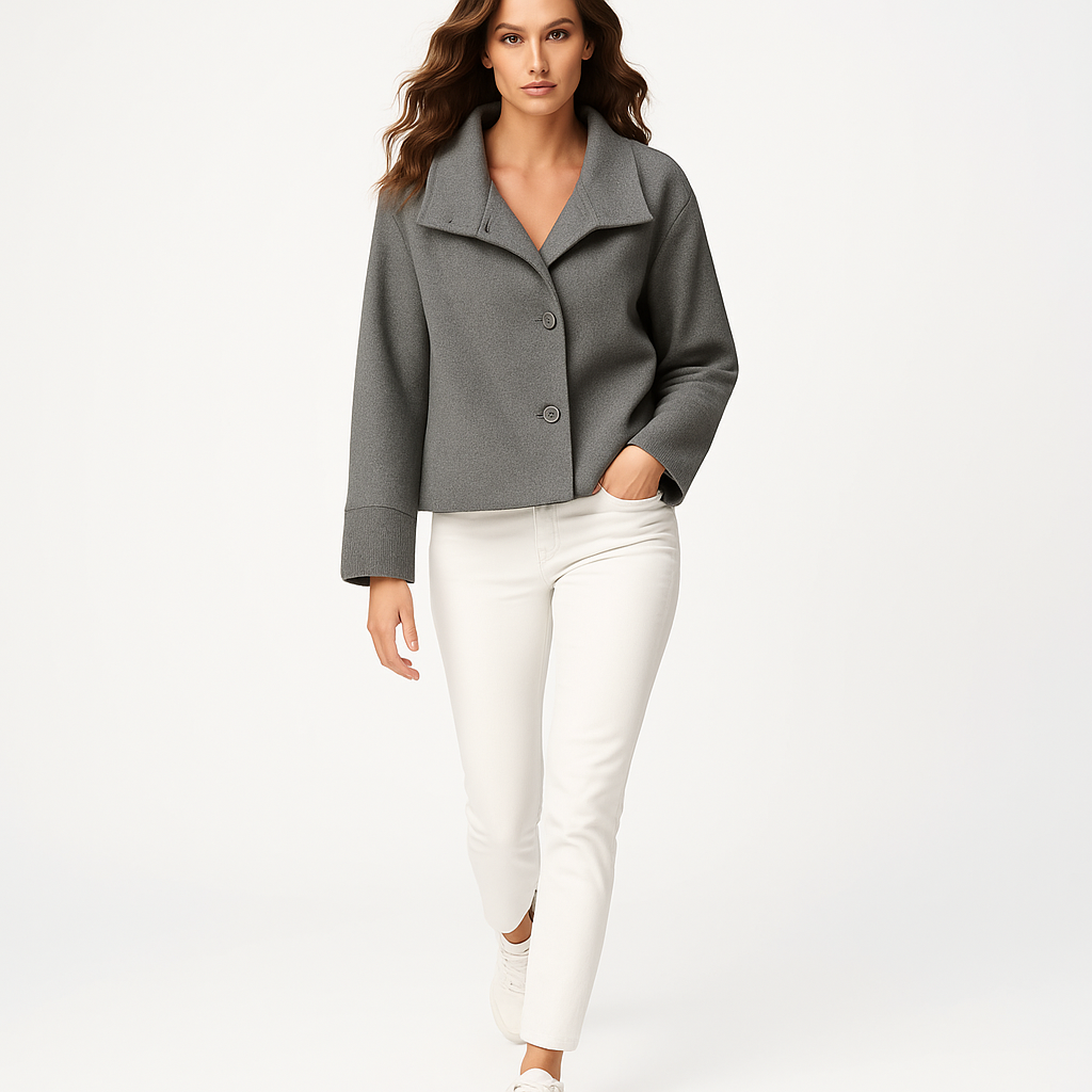 Cropped Funnel Neck Jacket for Women