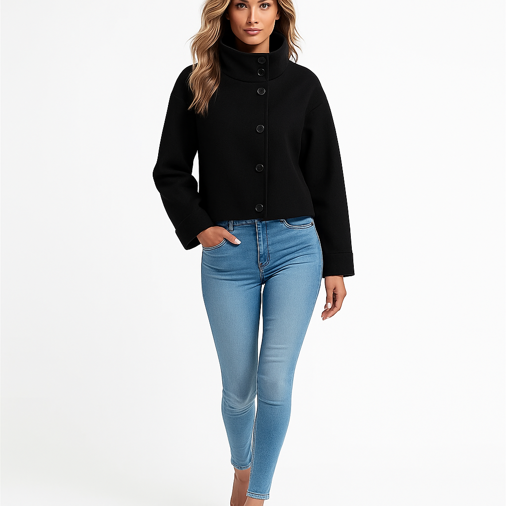Cropped Funnel Neck Jacket for Women
