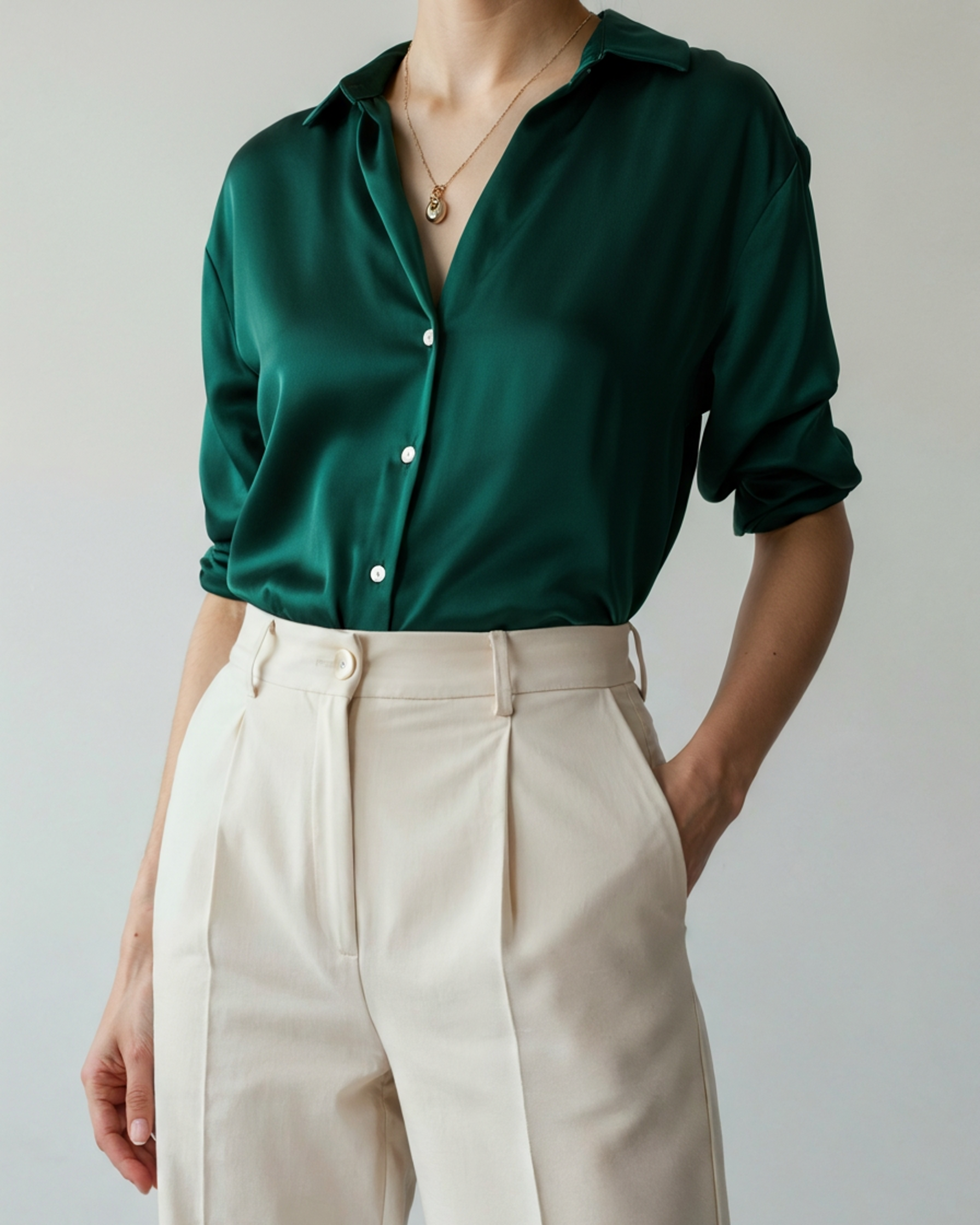 Women’s Satin Shirt – Classic Oversized Silky Button Down Blouse for Elegant Everyday Wear