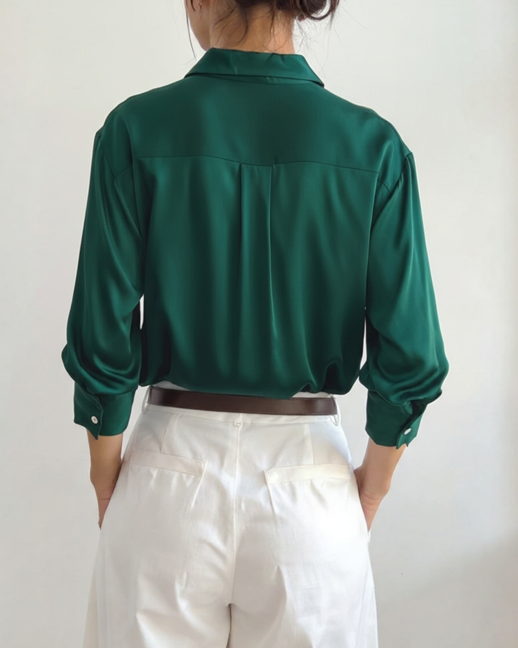 Women’s Satin Shirt – Classic Oversized Silky Button Down Blouse for Elegant Everyday Wear