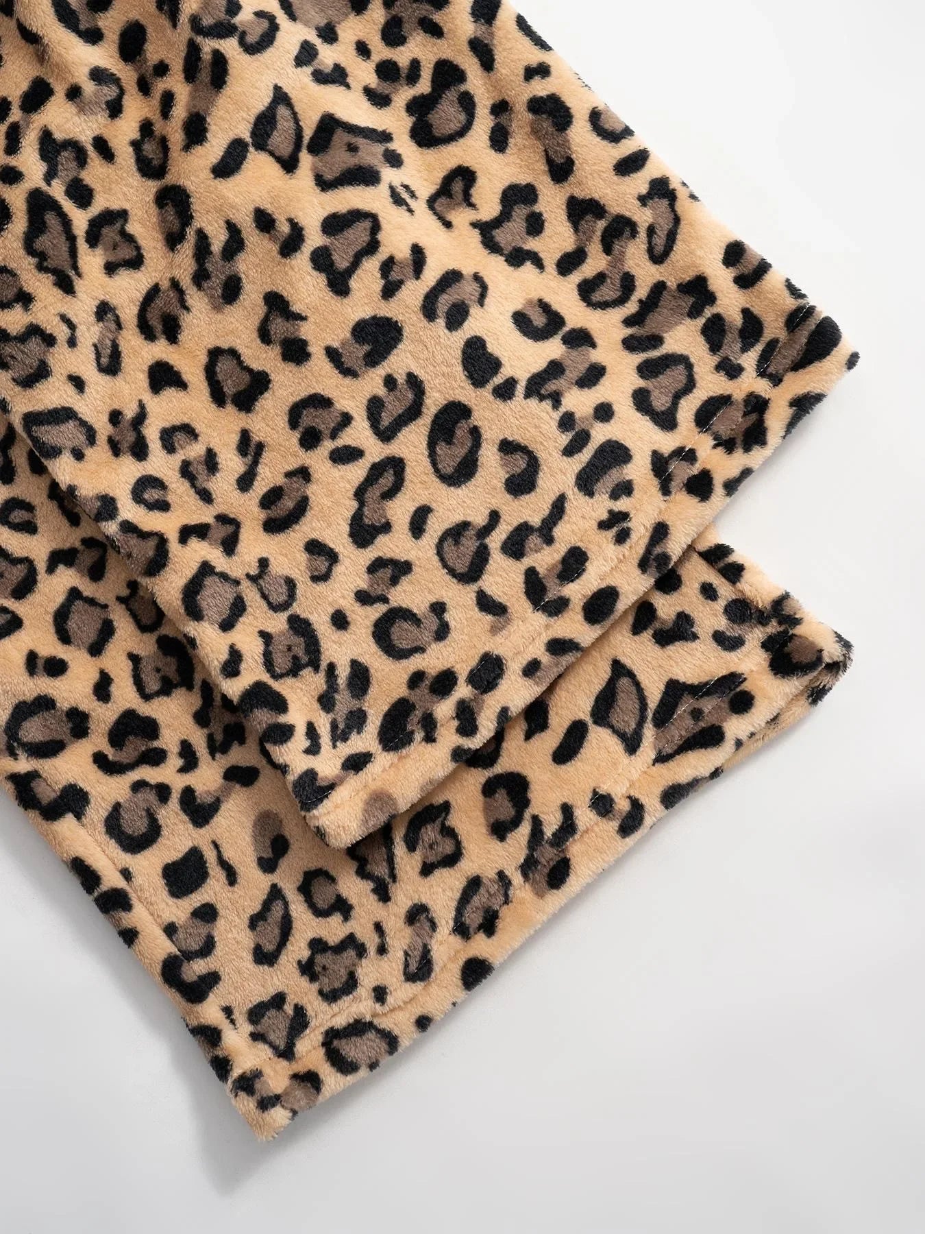Women’s Leopard Print Wide Leg Trousers – Relaxed Fit Elastic Waist Pants