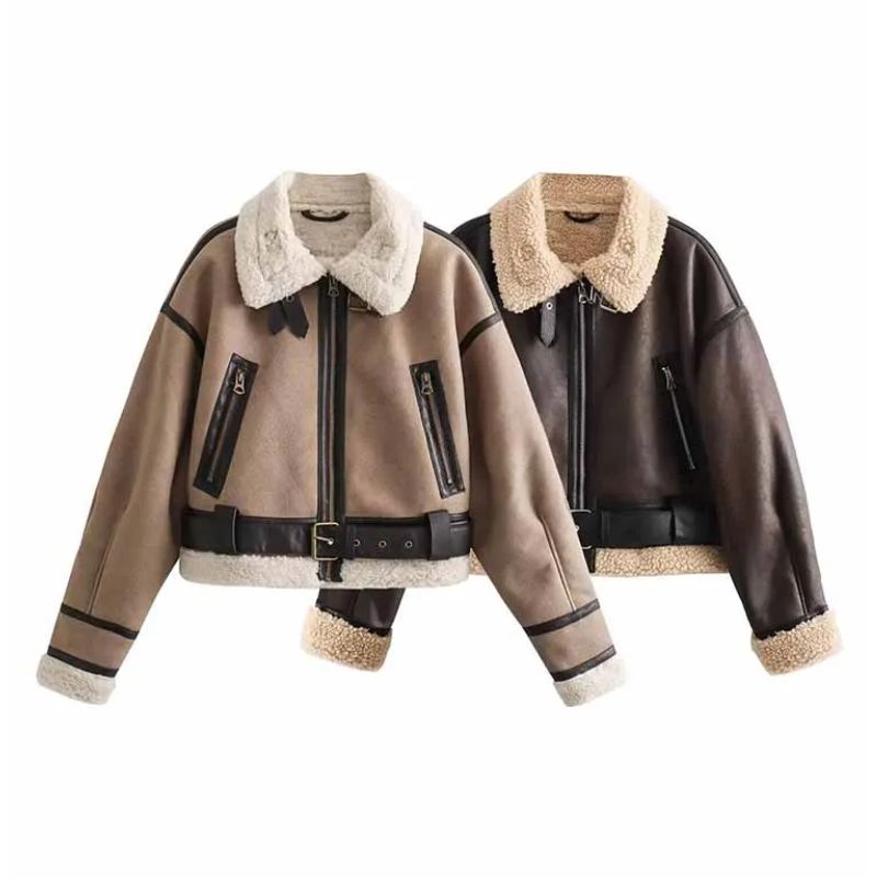 Suede Jacket for Women – Buckle Detail Jacket with Warm Lining for Everyday and Smart Wear