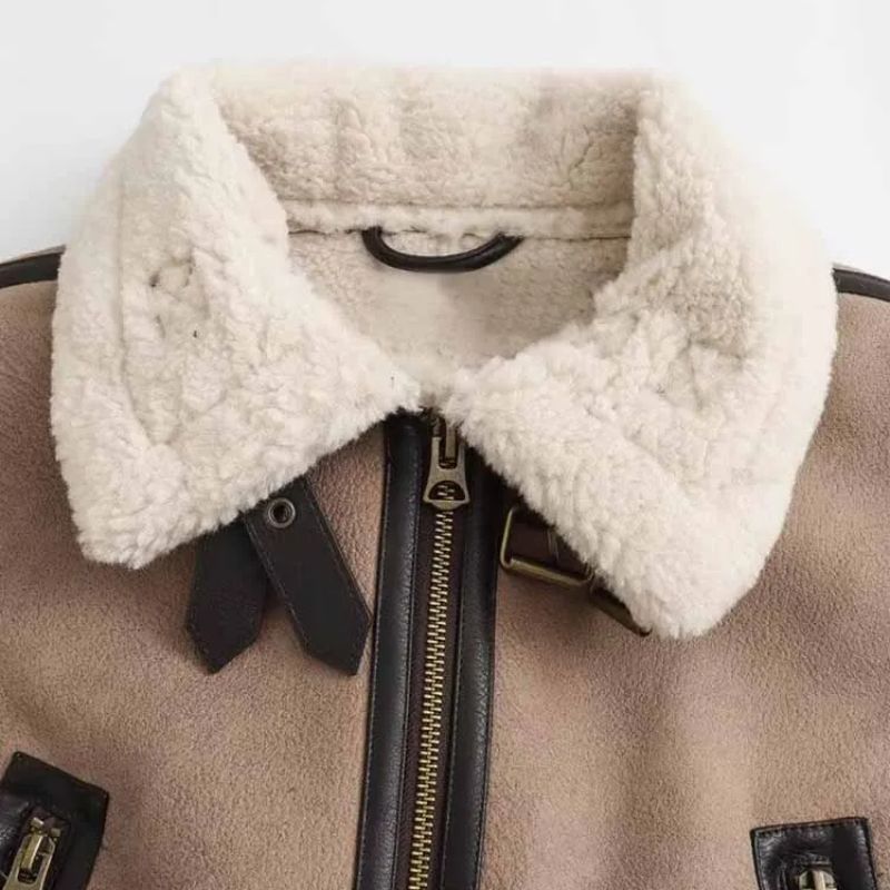 Suede Jacket for Women – Buckle Detail Jacket with Warm Lining for Everyday and Smart Wear