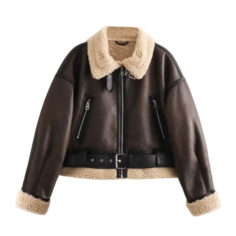 Suede Jacket for Women – Buckle Detail Jacket with Warm Lining for Everyday and Smart Wear