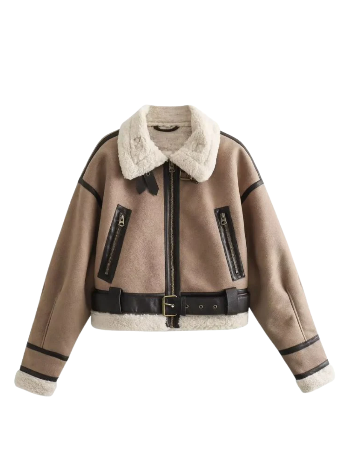 Suede Jacket for Women – Buckle Detail Jacket with Warm Lining for Everyday and Smart Wear