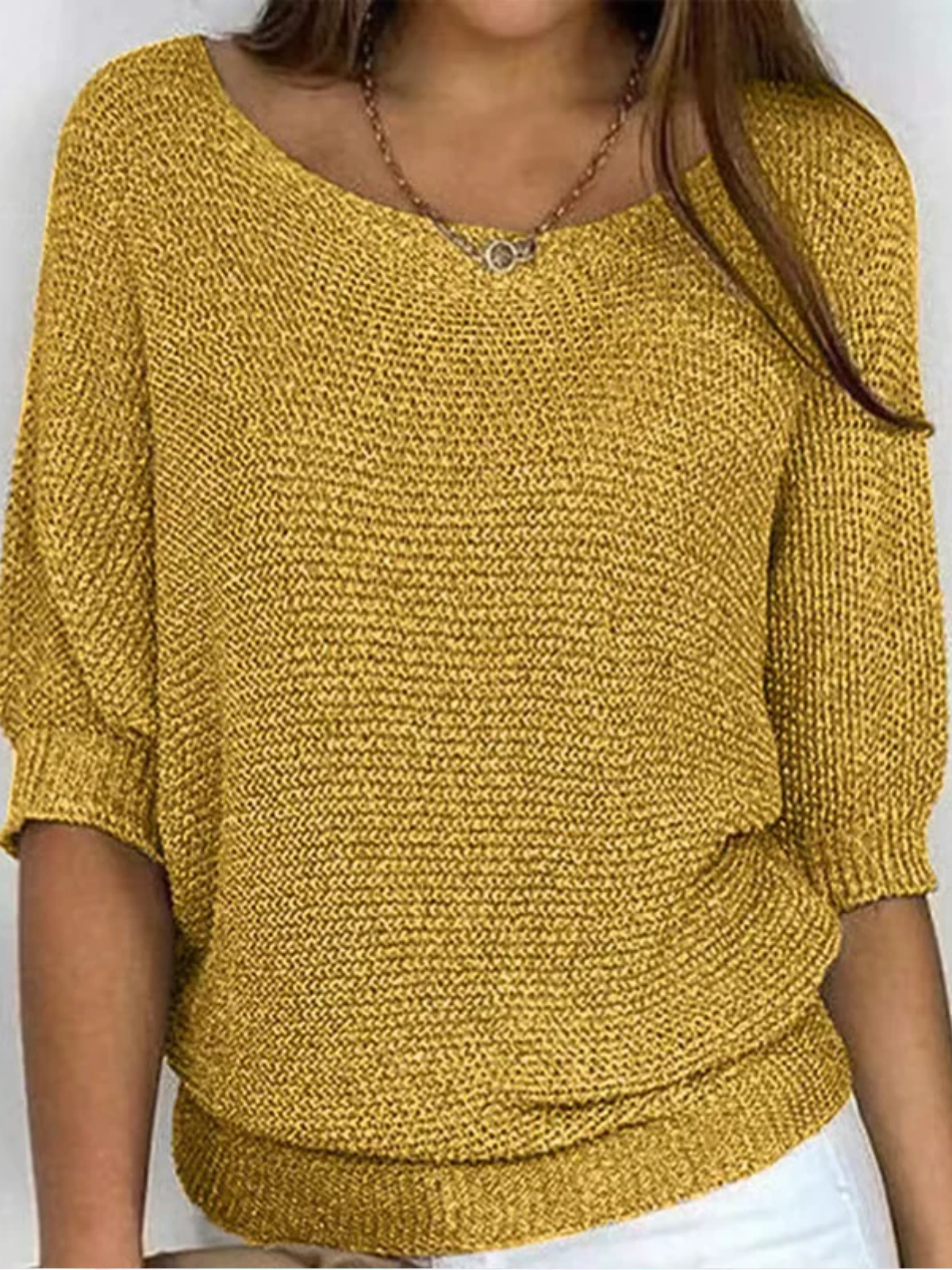 Lightweight Spring Sweater for Women – Breathable 3/4 Sleeve Jumper for Mild Weather