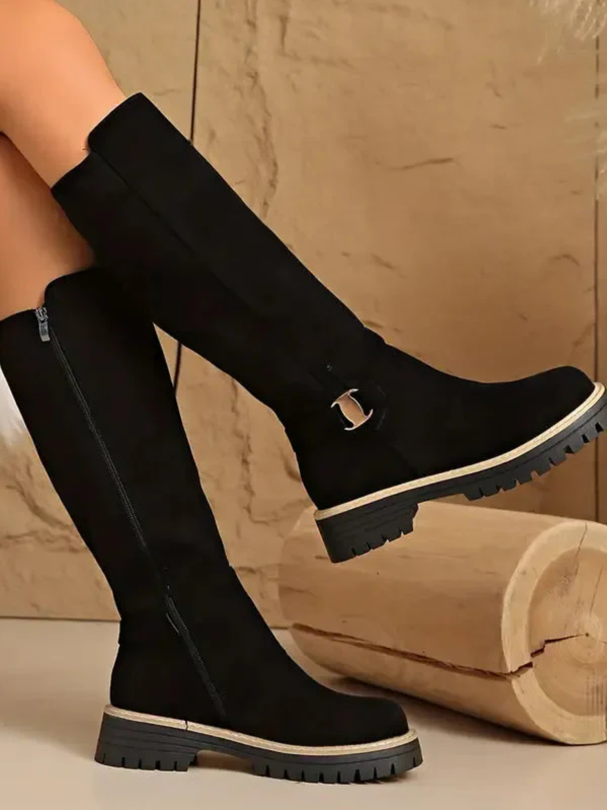 Knee High Boots for Women – Comfortable Pull-On Boots with Non-Slip Sole for Everyday Wear