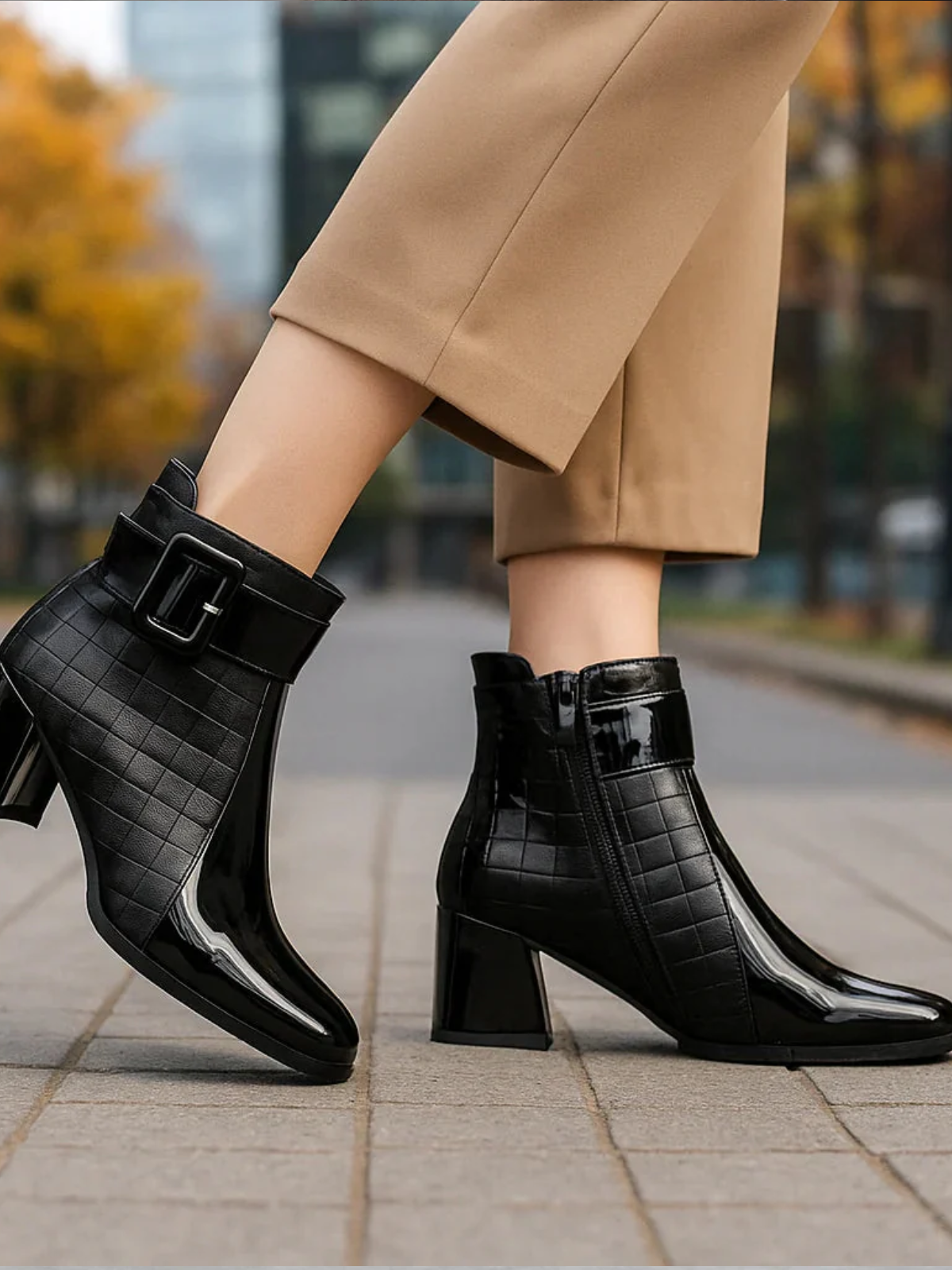 Leather Ankle Boots for Women – Polished Buckle Boots for Everyday Spring Wear