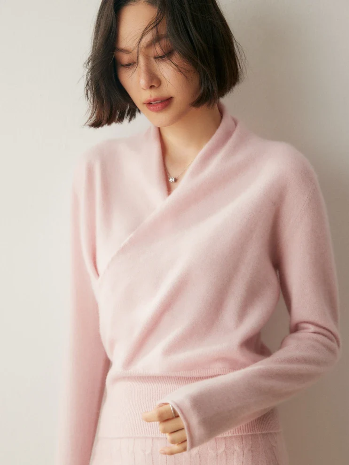 Women’s Cashmere Wrap Sweater – Soft Crossover Knit for Effortless Elegance