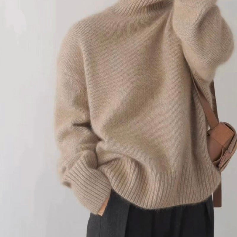 Ultra-Soft Oversized Turtleneck Knit Sweater – Warm Cozy Winter Pullover