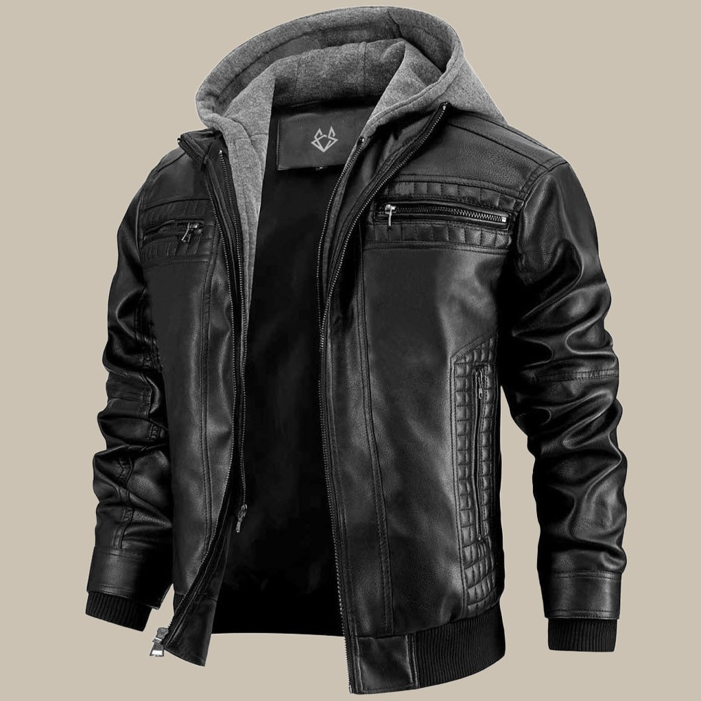Daan | Men’s Hooded Leather-Style Jacket