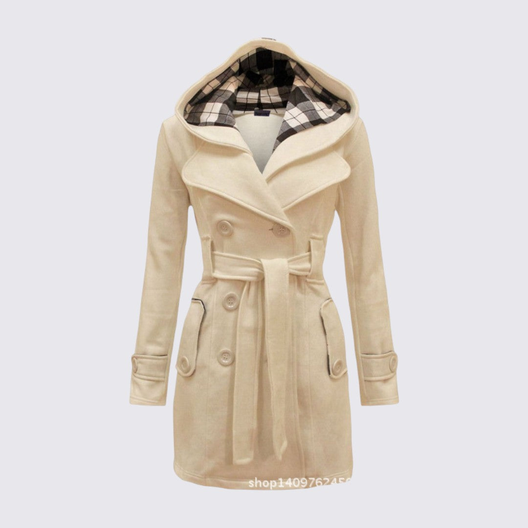 Hooded Belted Coat for Women