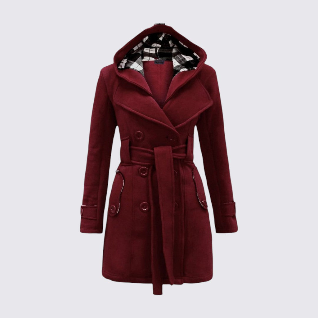 Hooded Belted Coat for Women