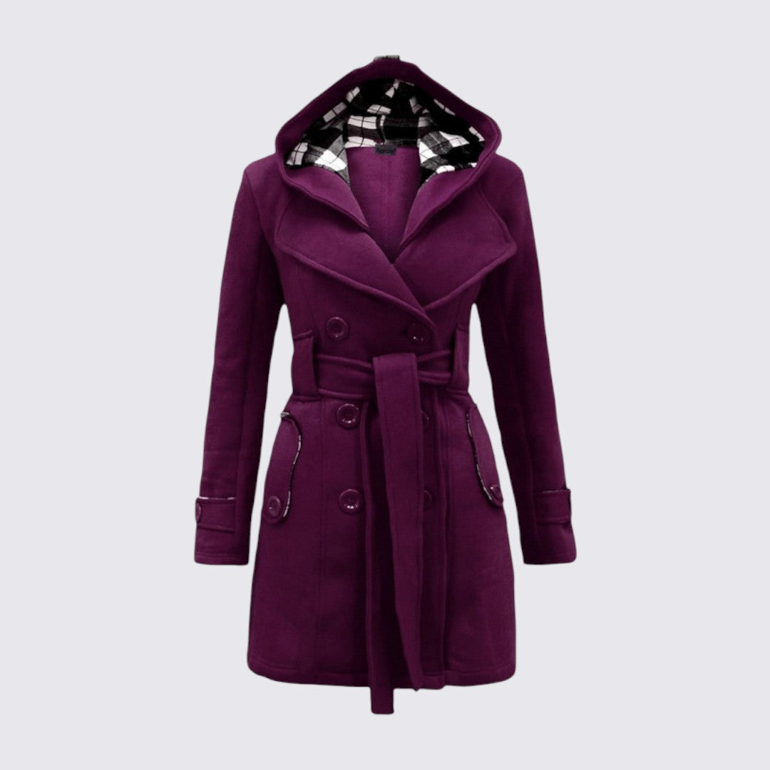 Hooded Belted Coat for Women
