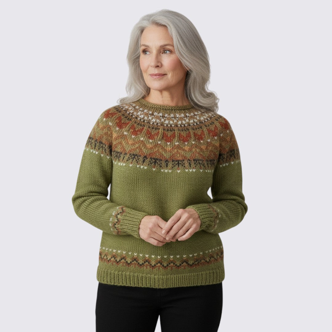 Fair Isle Crew Neck Sweater for Women