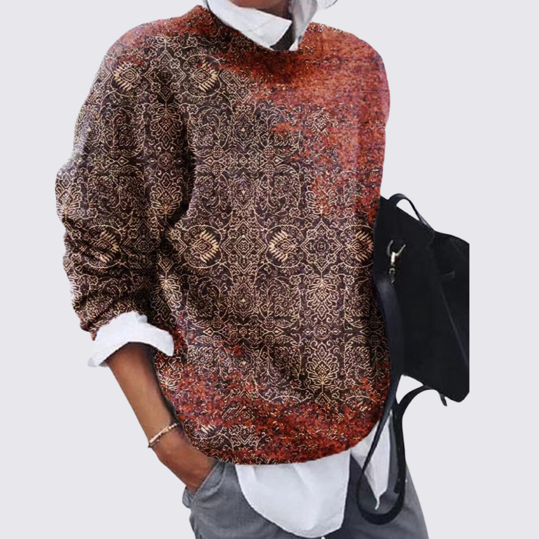 Printed Crew Neck Sweater for Women