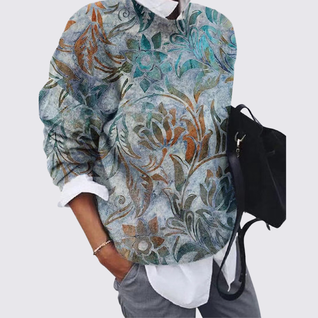 Printed Crew Neck Sweater for Women