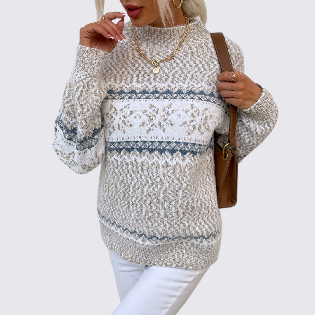 Fair Isle Mock Neck Sweater for Women