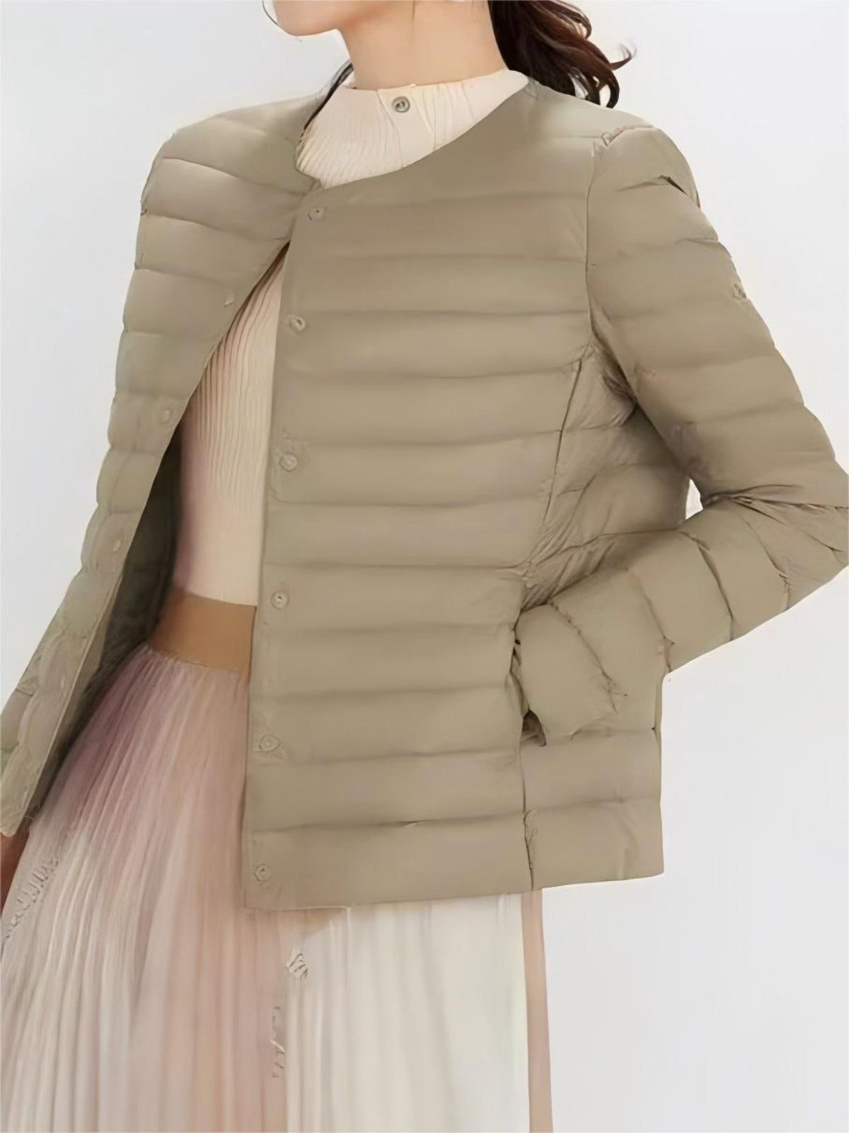 Women’s Lightweight Puffer Jacket – Packable Polyester Coat with Button Closure