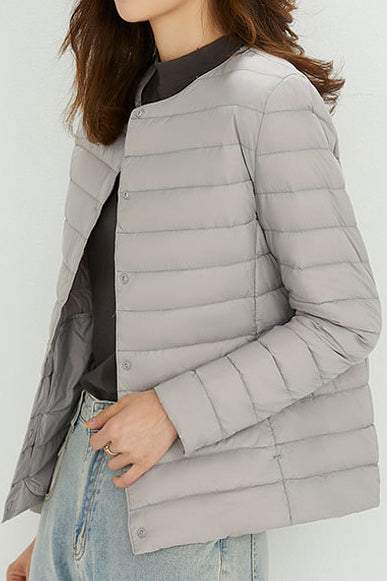 Women’s Lightweight Puffer Jacket – Packable Polyester Coat with Button Closure