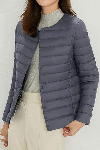 Women’s Lightweight Puffer Jacket – Packable Polyester Coat with Button Closure