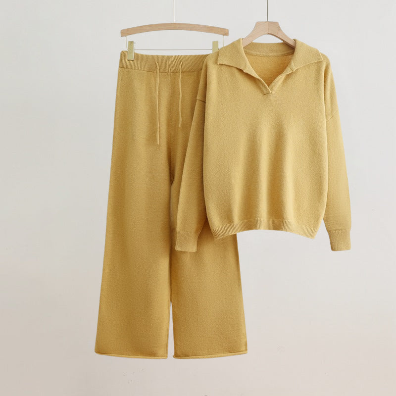Cozy Knit Lounge Set – Soft Sweater & Wide-Leg Pants for Effortless Style